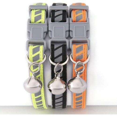 Reflective Dog Cat Collar Adjustable Plastic Buckles With Bell Pet Supplies Accessories for Puppy Small Dog Chihuahua Bulldogs