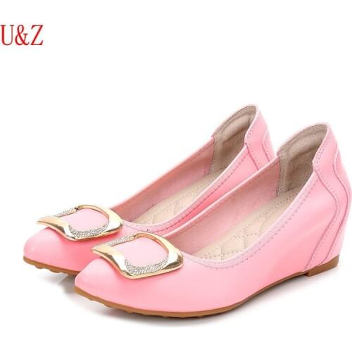 Womens Formal shoes Black leather small wedge shoes luxury buckle women small heels shoes office women her first pair of shoes