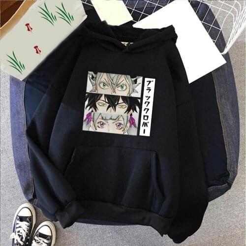 Funny Black Clover Hoodies Unisex Sleeve Sweatshirt Manga Black Hoodies Bluzy Tops Clothes