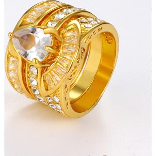 Women Rings Couple Wedding Suit Rings Gold Plated Horse Eye Cubic Zirconia Rings Birthday Gift for Girlfriend Fashion Jewelry