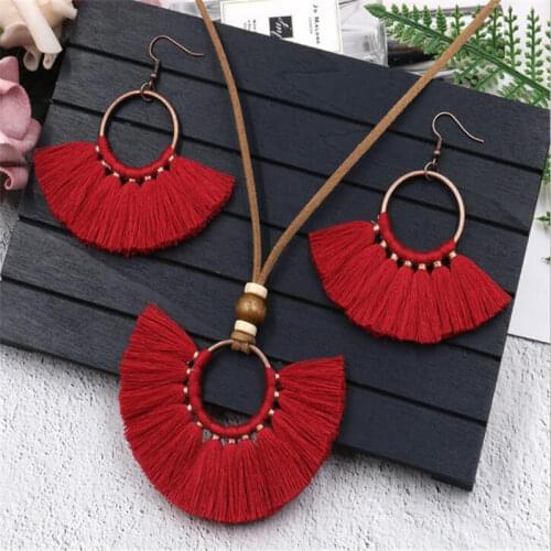 2019 Womens Earring and Necklace for Party Cute Tassel Indian Jewelry Set for Women Fashion Jwelry for Women
