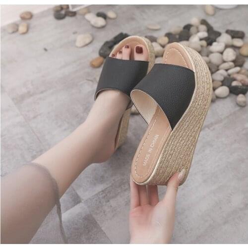 Slope With Slipper Woman Waterproof Platform Thick Bottom Muffin Sandals Increased Super Fire Fashion Slipper Women Cool Shoes