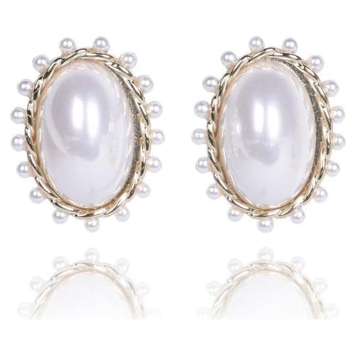New Classic Big Pearl Stud Earrings for Women Fashion Oversize Top Finger Rings Baroque Female Jewelry statement earrings