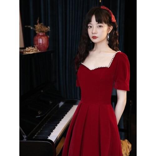 New sweat wine lady girl women princess banquet bridesmaid performance dance ball dress gown free ship