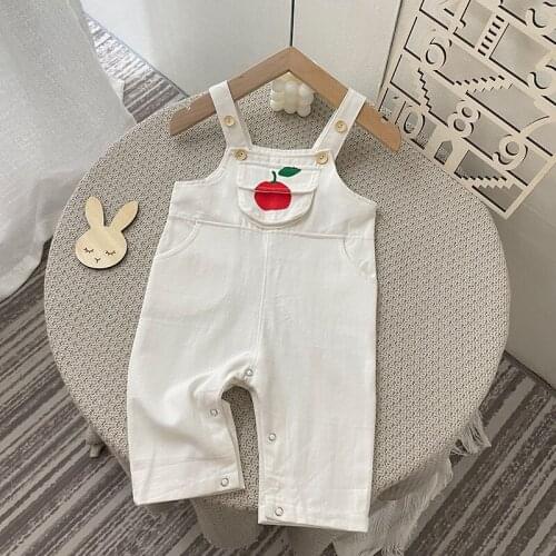 2021 Autumn New Baby Rompers Newborn Girls Clothes Apple Print Infant Overalls Cotton Toddler Boys Strap Jumpsuit