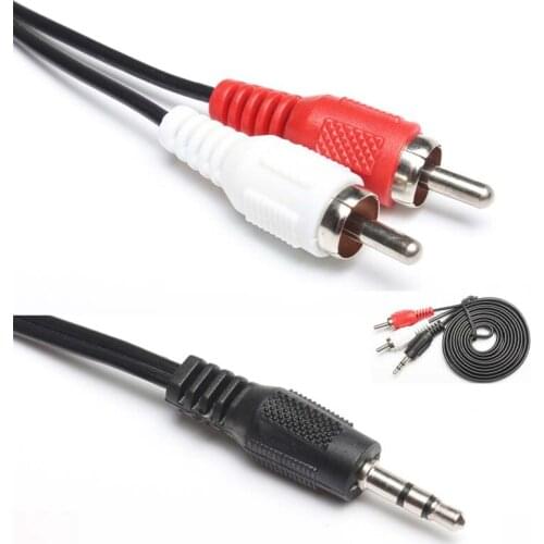 3.5mm Headphone Jack PLUG to 2 RCA Phono Male Stereo Audio Cable Adapter new