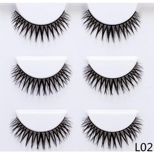 10mm New 3 Pairs Natural False Eyelashes Fake Lashes Nature Long Crisscross Makeup Lashes Extension Eyelashes for Makeup