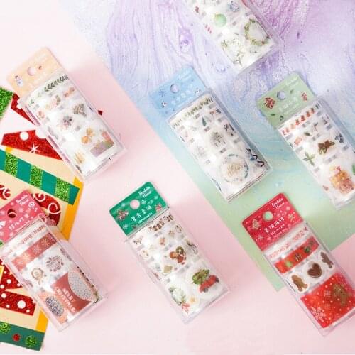 4 Pcs/set Christmas Washi Tape Pearlescent Paper Clip PET Masking Tape Creative Decorative Bullet Journal Stickers Kids Gifts
