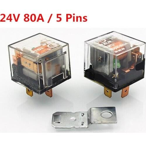 5 Pcs 24V 80A 5 Pin Way Transparent Car Relay High Power Refires Relay Air Conditioning Horn Relay Auto Lighting Controller