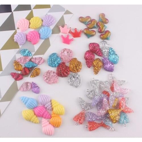 50pcs/lot flat back resin cabochons accessories resin shell mix colors