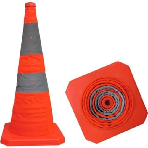 70cm Car Folding Lifting Telescopic Cone Reflective Traffic Luminous Roadblock With Warning Light
