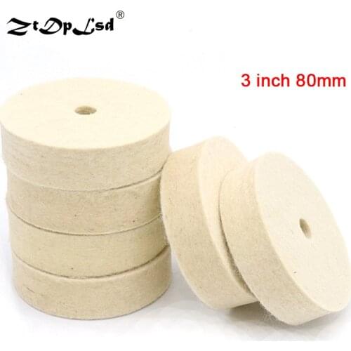 ZtDpLsd 1Pcs 3 inch 80mm Wheel Buffing Felt Wool Polishing Pad Abrasive Disc Round Polish Buffer Wood Metal Durable Drill Grind
