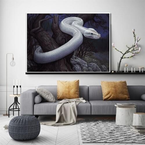Abstract Oil Painting Living Room Decoration White Snake Poster Boa Poster Vintage Wall Decor Scandinavian Decor Cuadros Print