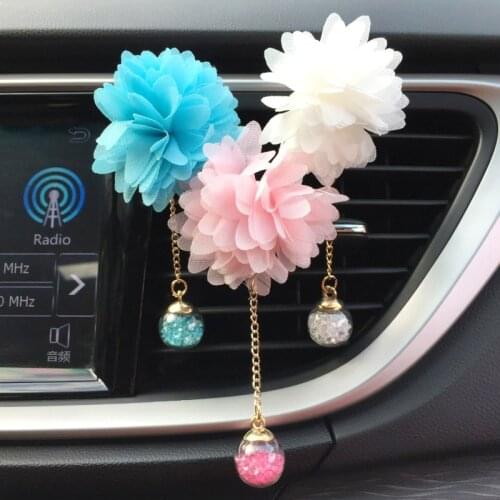 3D Flower Car Air Vent Pendant Clip Car Flavoring Air Fresheners Auto Perfume Aroma Diffuser Ornaments Car Accessory For Girls