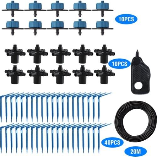 BORUiT 20M DIY Drip Irrigation System 4-way 3/5mm Drip Arrow Automatic Watering Kit Garden Hose Micro Drip for Pot Garden Lawn