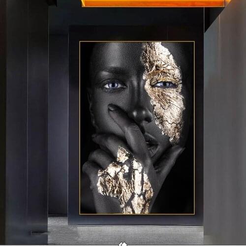 Black Girl With Silver Eyes Canvas Paintings On The Wall Art Posters And Prints African Woman Art Pictures Home Wall Decoration