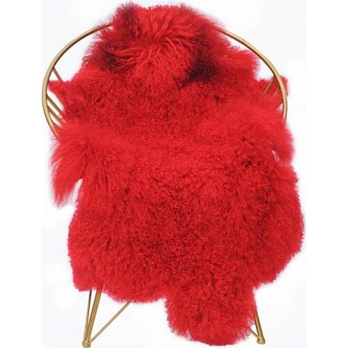 CX-D-60J Soft Long Hair Mongolian Lamb Fur Chair Cover Bedroom Black Fur Rug