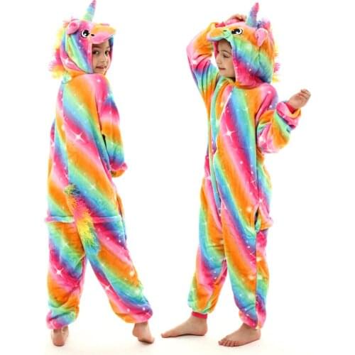 Kids Boy Kigurumi Unicorn Pajamas Children Animals Cosplay Onesie Sets Sleepwear Winter Girls Pyjamas Flannel Warm Pajama