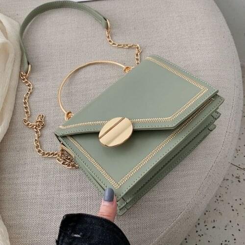 Matcha Green PU Leather Chain Design Crossbody Bags Women Small Chain Handbag Small Bag Hand Bag Ladies Designer Bags S2123