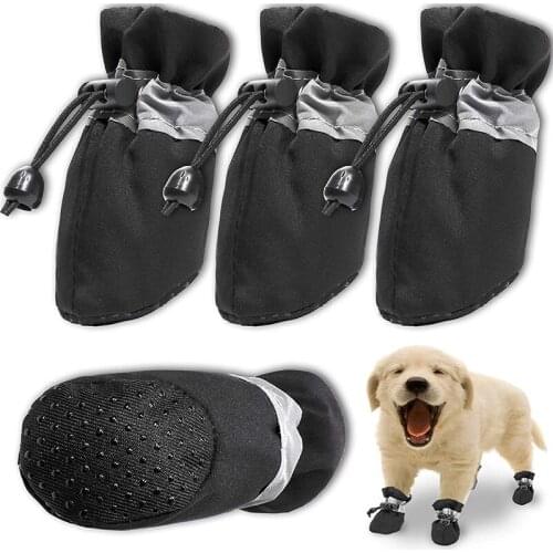 Dog Boots Non Slip Dog Shoes for Medium Small Dogs with Reflective Straps, Dog Paw Protectors for Hot Pavement/rainy Season 4Pcs