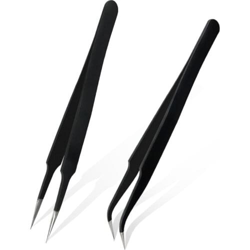 ESD Tweezers Tools Anti-static Curved Straight Tip Forceps Precision Soldering Tweezers Sets Electronic ESD Tweezers Repair Tool