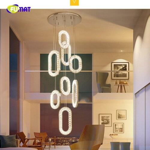 FUMAT Post Modern Personality K9 Crystal Oval Stainess Steel LED Pendant Lighting Luxury Lamp For Dining Room Foyer Villa Light