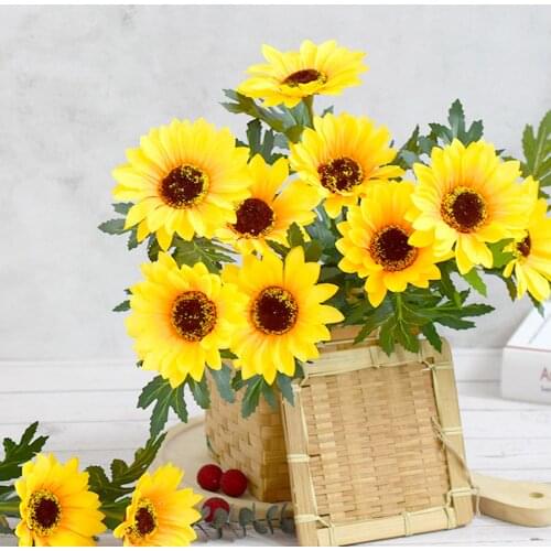 6pcs Artificial Sunflower Bouquet Silk Sunflower Fake Flower DIY Wedding Bouquets Centerpieces Arrangements Party Home Decor