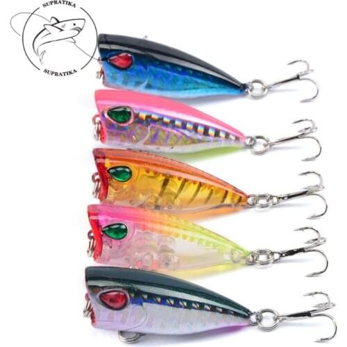 4cm/3g Artificial Mini Popper Crankbait Professional Plastic Fishing Bait 3D Eyes High Quality Fishing Lure Hard Bait