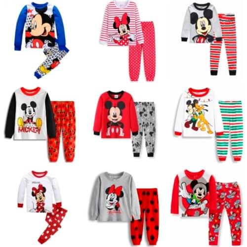 Children Clothing Sets Baby Boys Sleepwear Clothes Kids Cartoon Mickey Minnie Mouse Cars Pajamas Set Girl Pijamas Spring Pyjamas