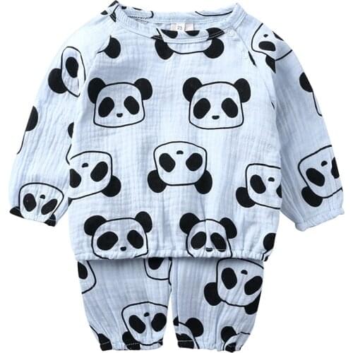 Cartoon panda rabbit baby boys girls clothing sets t-shirt+trousers pants cotton summer kid clothes infant toddler newborn suits