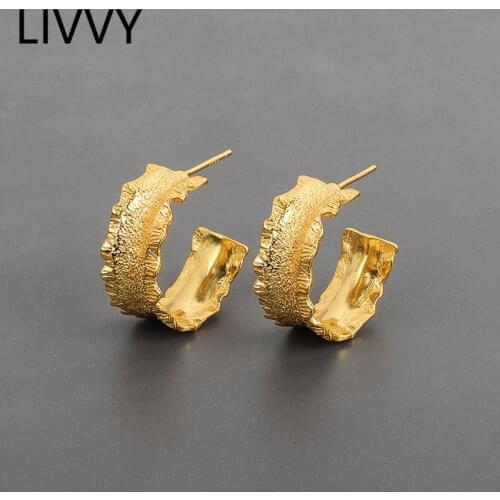 LIVVY Silver Color Irregular Wide Wave Earrings For Women Exaggeration Geometric Creative Earrings Party Jewelry Trend