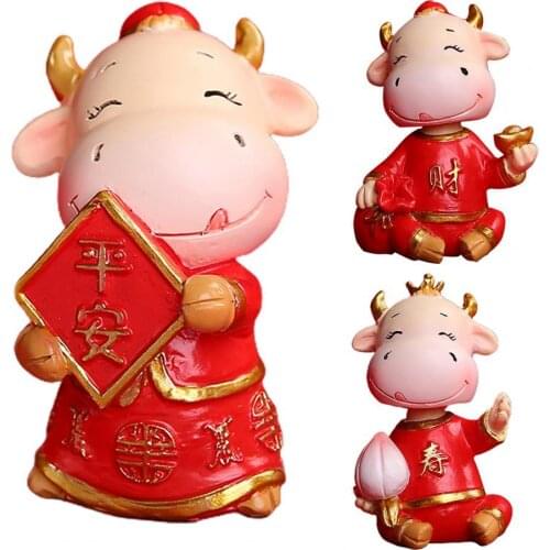 Statue Model Ox Shaped Creative Delicate Resin Lightweight Sturdy Anti-fade Doll Home Car Ornament Decoration Crafts