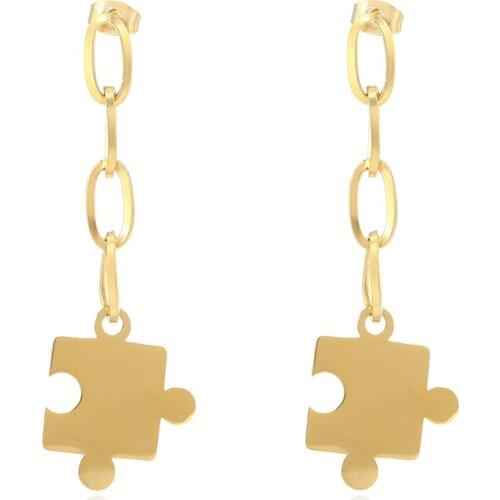 Fashion Asymmetry Puzzle Dangle Earrings Stainless Steel Unusual Earrings Jewelry Statement Ear Accessoires earrings trend 2021