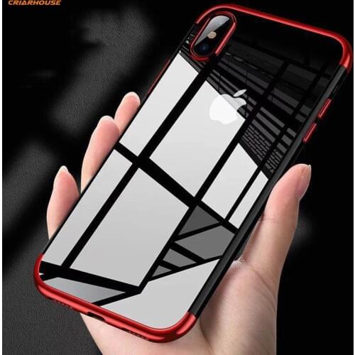 For iphone 11 12 Pro 7 8 Plus X 6 6s Plus 5 5S SE Soft Gel tpu Case Silicone Plating Fashion Transparent Phone case back Cover