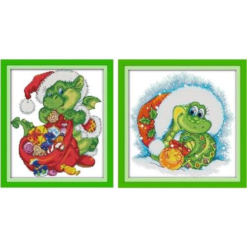 Joy sunday A snake in Christmas 14CT pattern on the canvas DMC Cross stitch kits Embroidery set Christmas Home decoration Gift