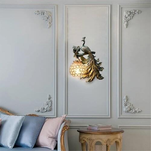 Green Peacock Art Wall Light Bird Lamp Wall Sconce Nordic Modern Lighting Fixtures Home Decor Living Room Bedroom Lamp Luminaire