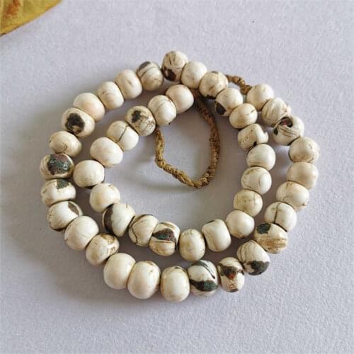 Real Old Naga Conch Shell Drum Beads Strand from Himalayan Mountains Nepal Handmade Beads 27in TNL531