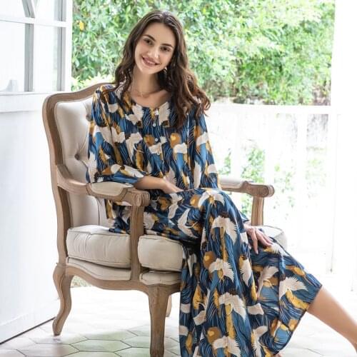 Nightgown Long Dress Lady Romantic Nightgown Satin Women Long sleeve Sleepwear