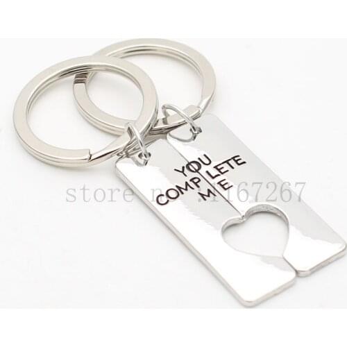 2017 new Couples Gift "You Complete Me "Keychain Set Anniversary Gift His and Hers Gifts Matching Heart Valentines Day Gift