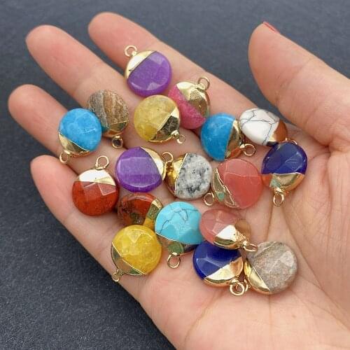 Wholesale Multicolor Round Shape Pendant Natural Stone for Jewelry Making DIY Handmade Accessories Beaded Decoration Fashion