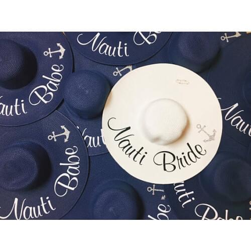 Personalize beach nautical wedding bride floppy Mrs Sequin Sun Hats Honeymoon bridesmaid maid of honor party gifts favors