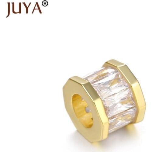 Juya Luxury Shiny AAA Cubic Zirconia Crystal Cylindrical shape Spacer Beads For Jewelry Making Handmade DIY Craft