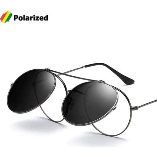 JackJad Vintage Style Round Metal SteamPunk Flip Up Sunglasses POLARIZED Clamshell Design Retro Sun Glasses Oculos De Sol 2777