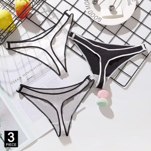 Cotton Thong Woman Sexy Panties Seamless Sports Panty T-back 3 Pcs Briefs Female Underwear Soft New G-string Set Dropshipping