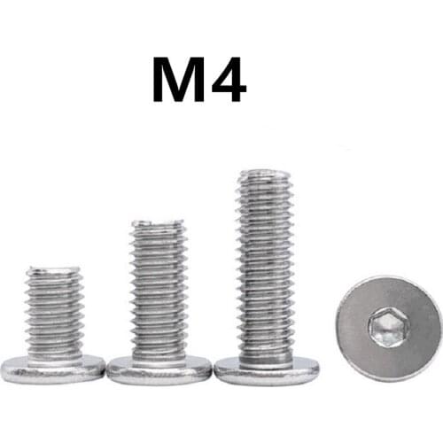 100PCS M4x5/6/8/10/12/14/16/18/20/22/25/30mm CM 304 Stainless steel thin edge flat head hex socket screw