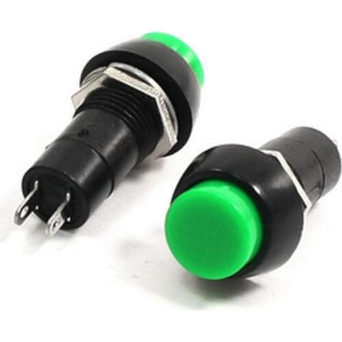 YOCOMYLY 100pcs 12mm Green 2 Terminals Round Latching Push Button Switch Latching