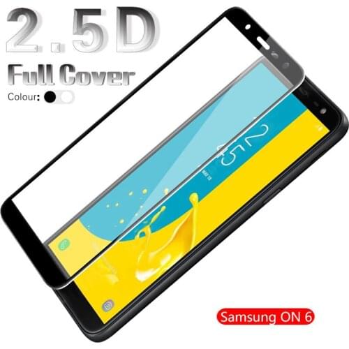 2.5D Edge Anti-Scratch Full Coverage Tempered Glass For Samsung ON 6 J600G Clear Glass Film Screen Protector White&Black+Cloth