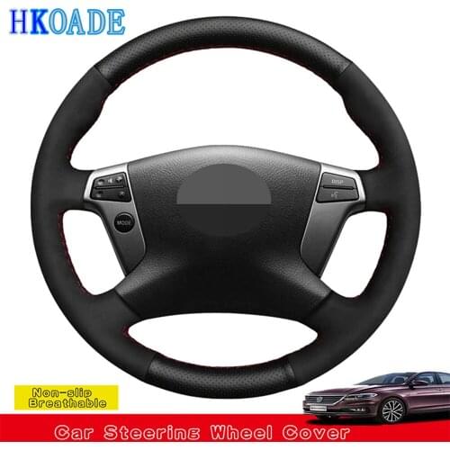 DIY Hand-stitched Black Suede Leather Car Accessories Steering Wheel Cover For Toyota Avensis 2003 2004 2005 2006 2007 2008