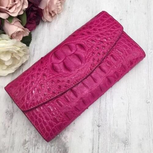 Authentic True Crocodile Skin Womens Long Chic Wallet Female Card Holders Exotic Real Alligator Leather Lady Large Clutch Purse