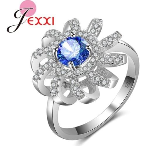 4 Prong Setting Withe Micro Paved CZ Stone Party Ring For Women 925 Sterling Silver Rings Bridal Wedding Anillos Jewelry